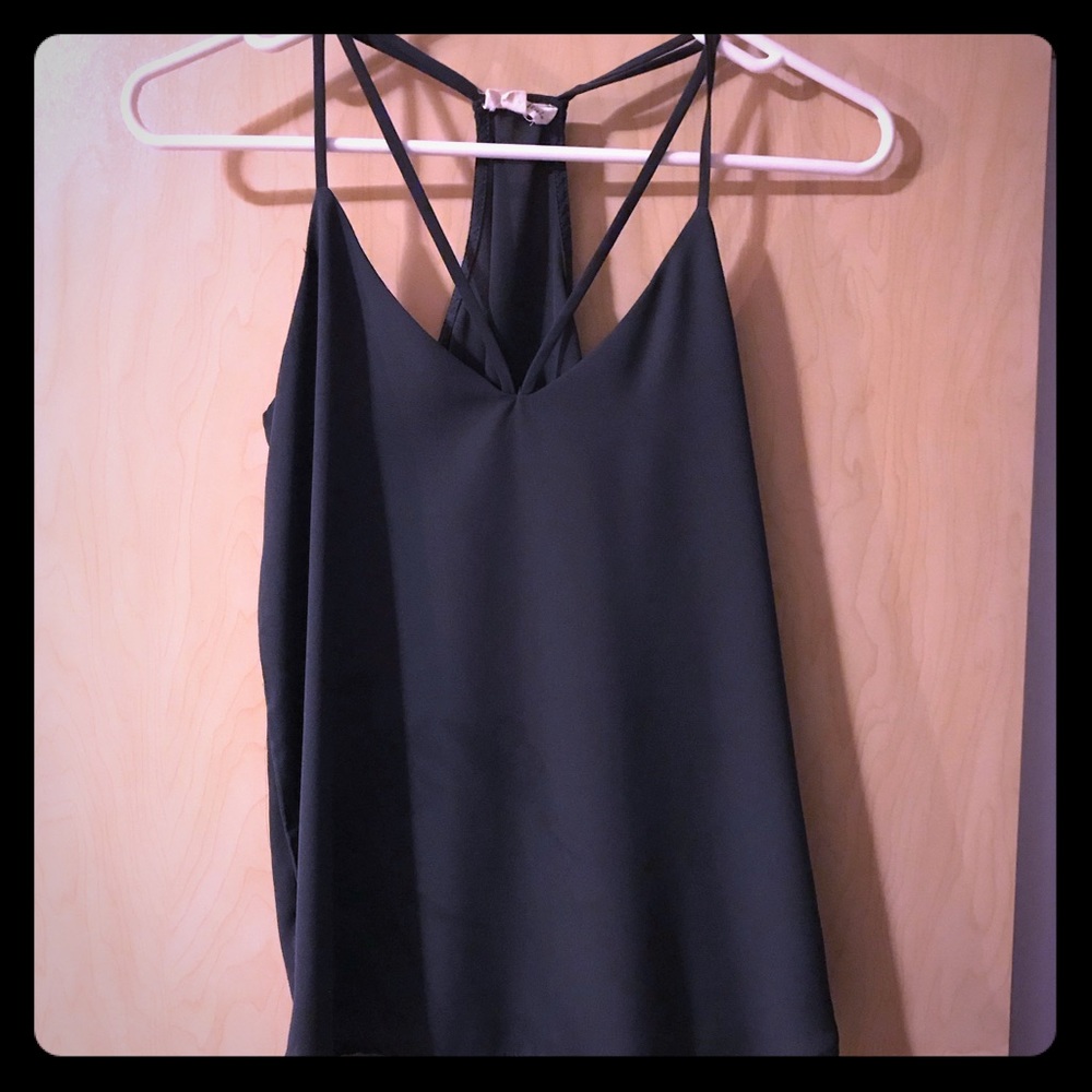 Blue/grey silky tank top